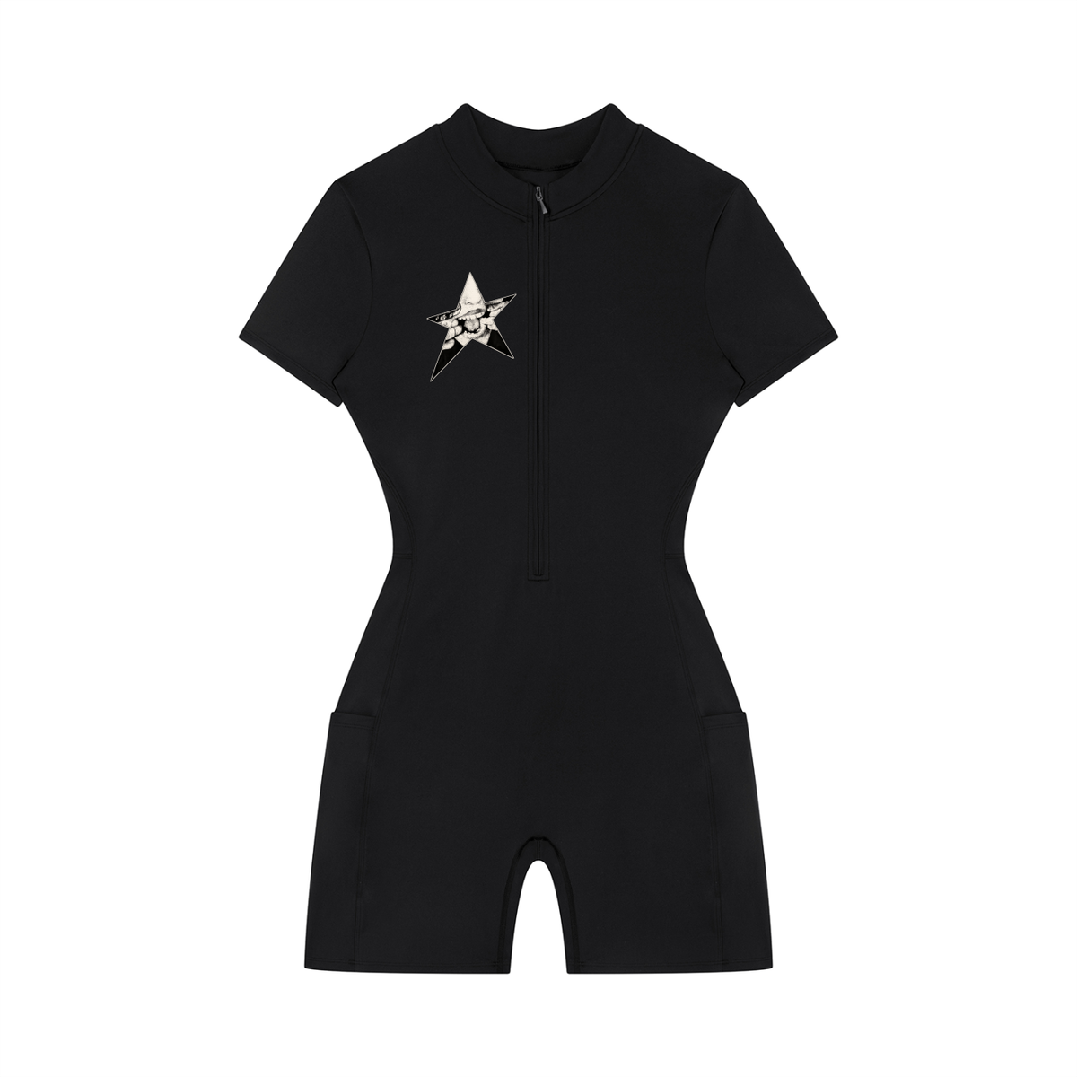 Women's Quarter-Zip Short Sleeve Romper