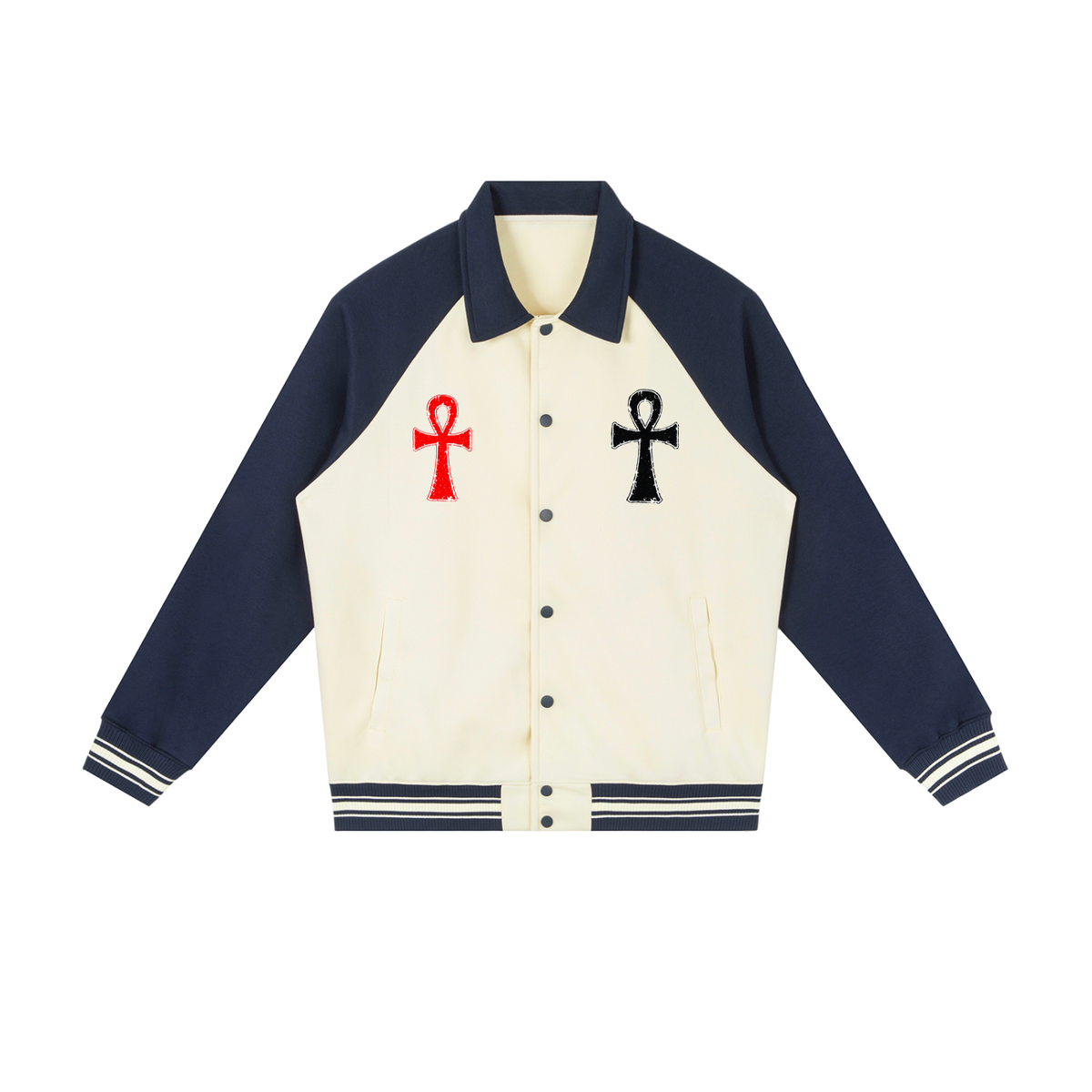 Stoic Contrast Raglan Sleeve Baseball Jacket