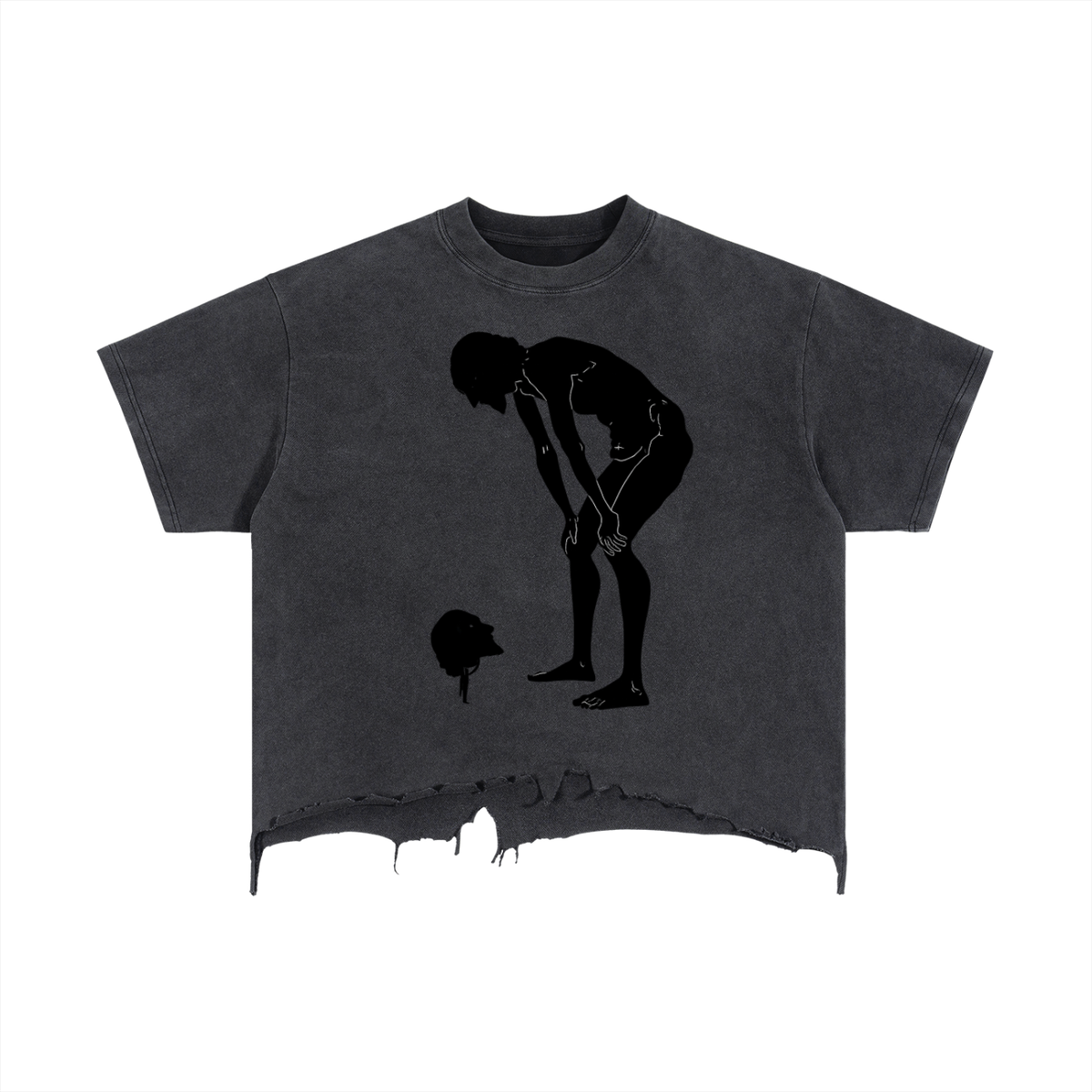 Vintage Wash Boxy Distressed Hem T-Shirt