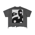 Puzzle eye Distressed Hem T-Shirt
