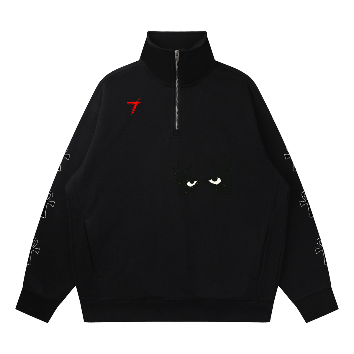 2 eyes Quarter-Zip Drop Shoulder Sweatshirt