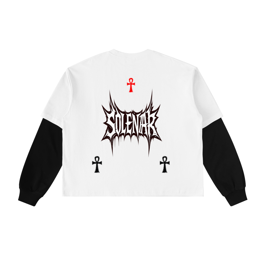 7 Layered Contrast Sleeve Cotton T-Shirt
