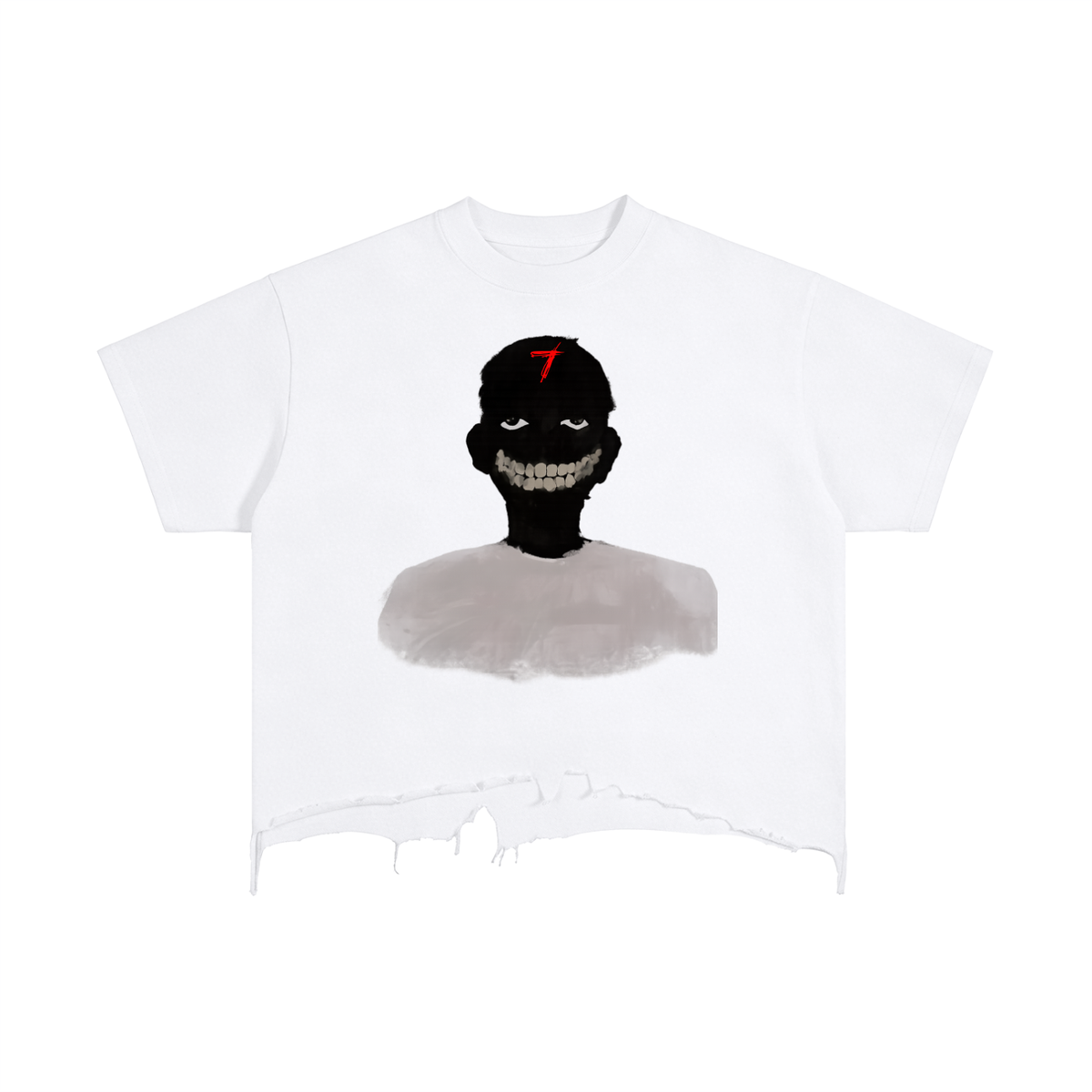 Smile Vintage Wash Boxy Distressed Hem T-Shirt