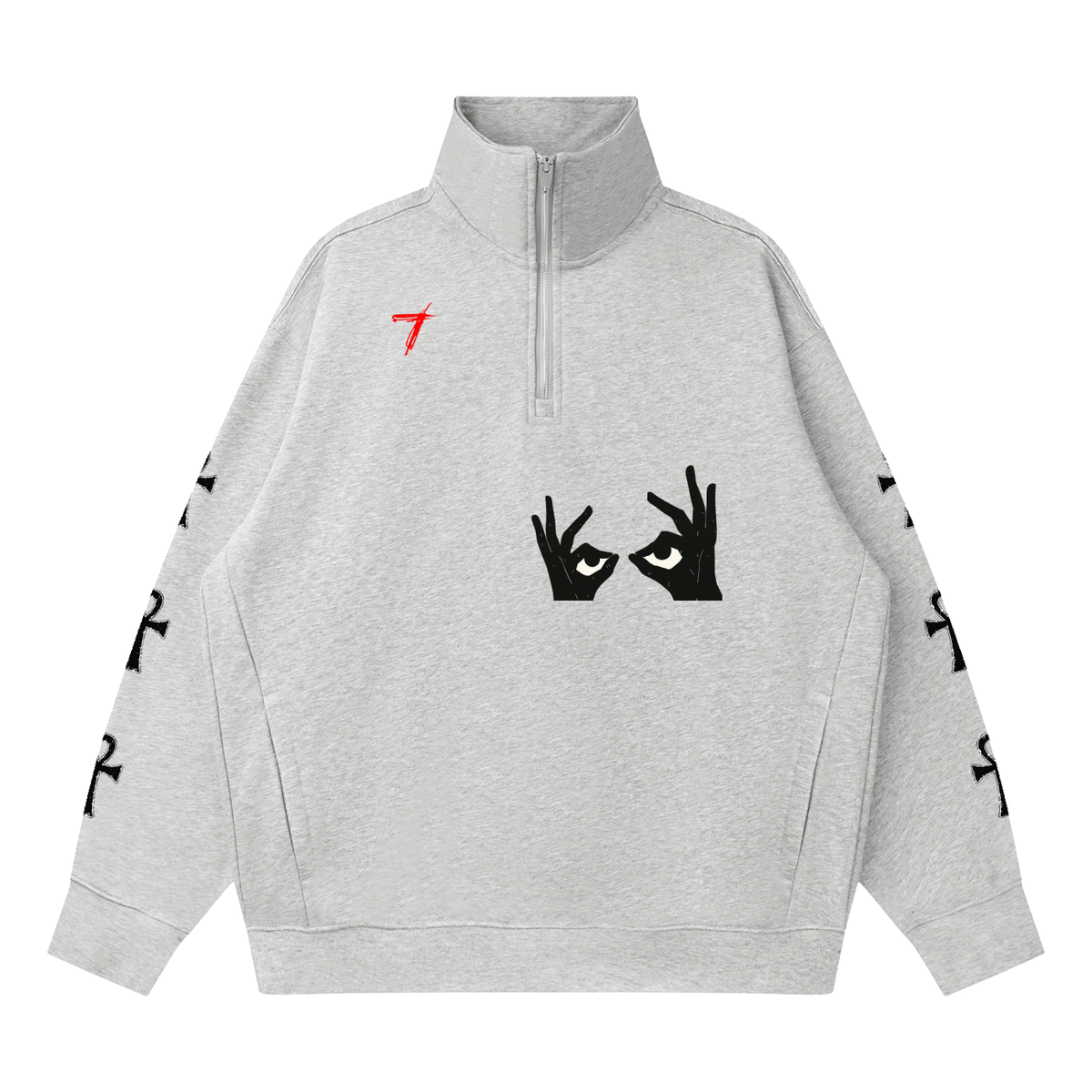 2 eyes Quarter-Zip Drop Shoulder Sweatshirt