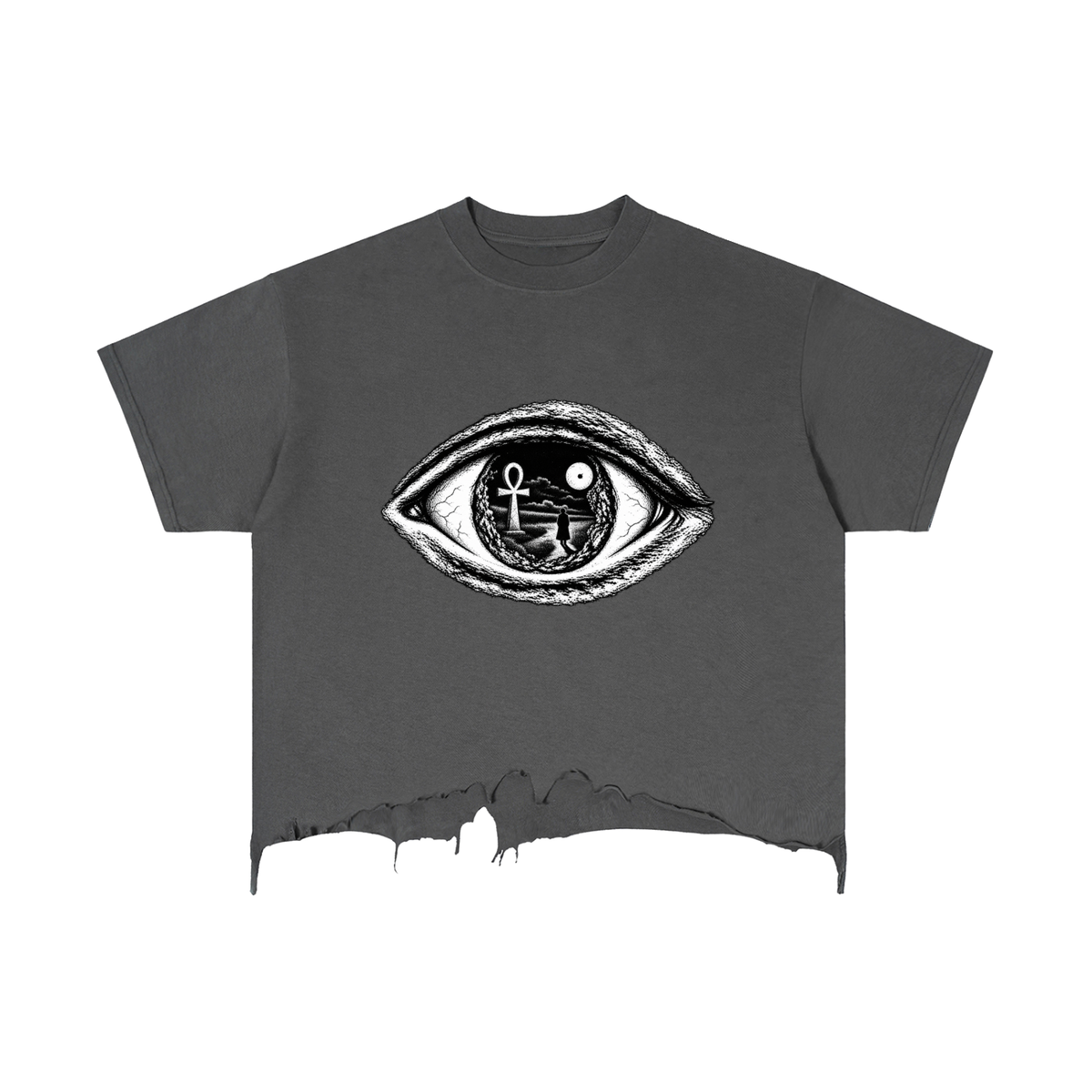 Vintage Wash Boxy Distressed Hem T-Shirt