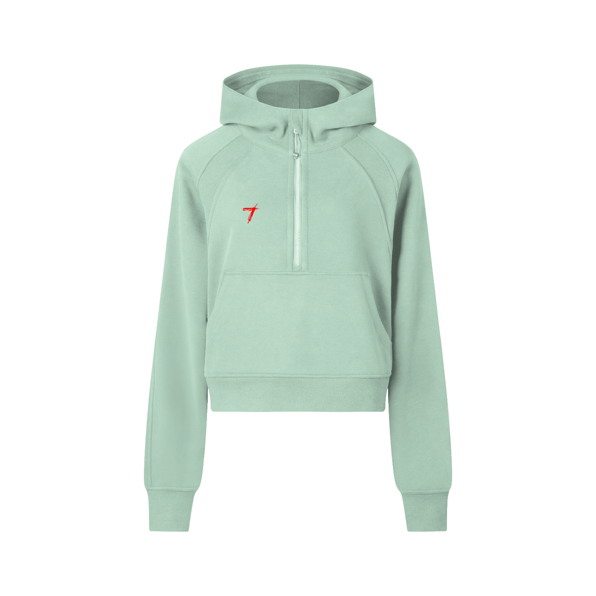 Woman Cropped Half-Zip Hoodie