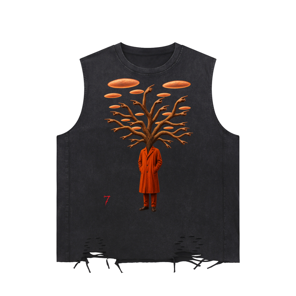 Snow Washed Raw-Hem Tank Top