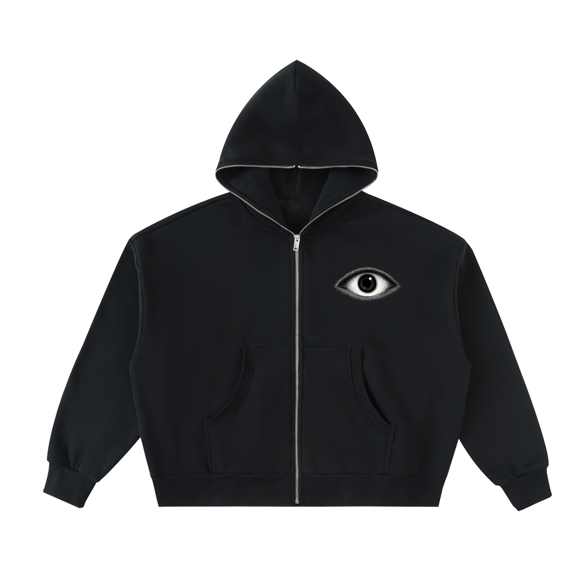 EYE Fleeced Full-Zip Boxy Hoodie