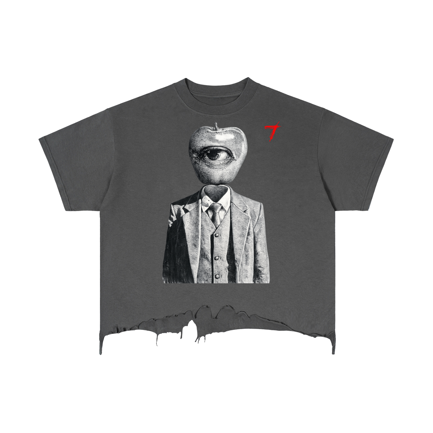 Apple EYE Vintage Wash Boxy Distressed Hem T-Shirt