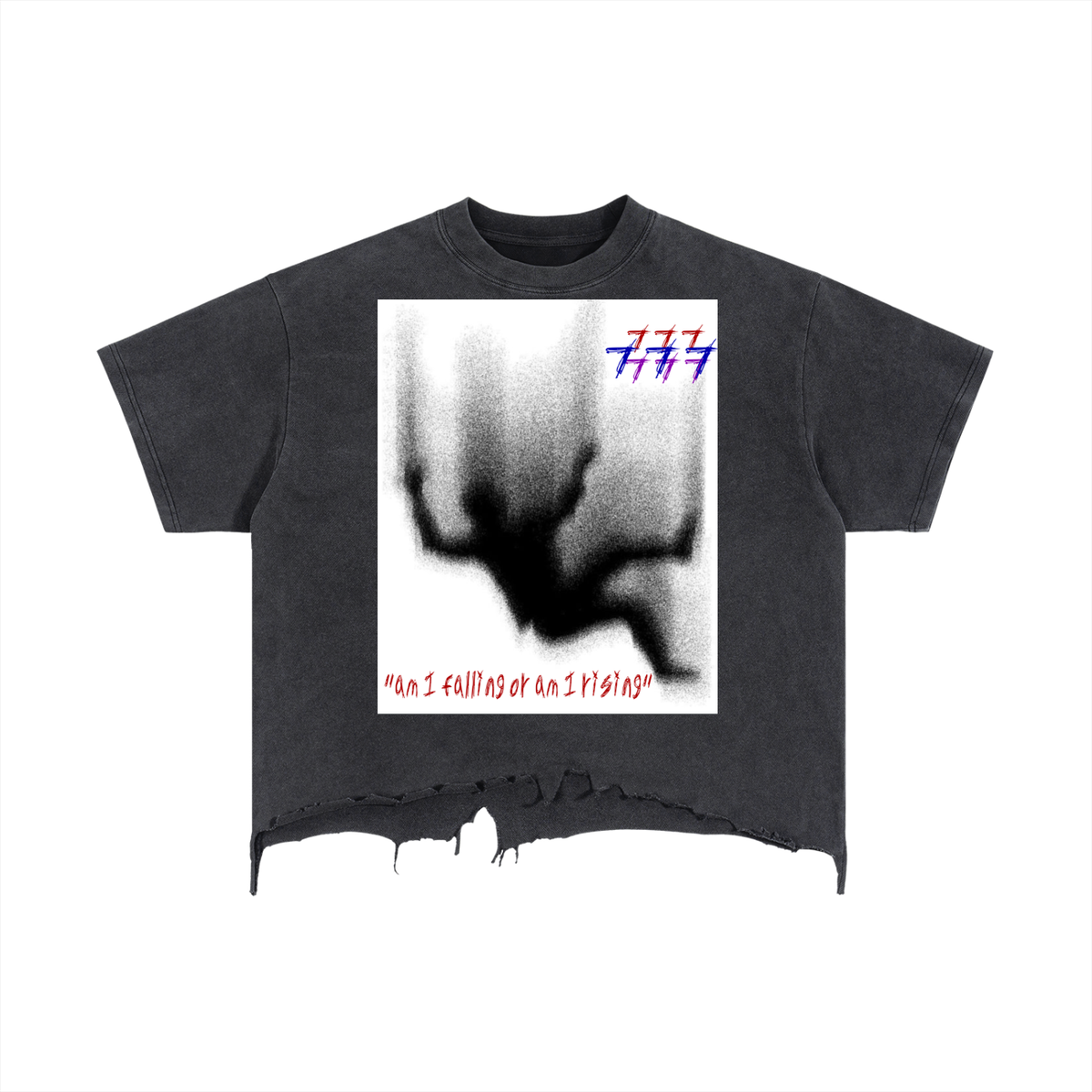 Falling Distressed Hem T-Shirt