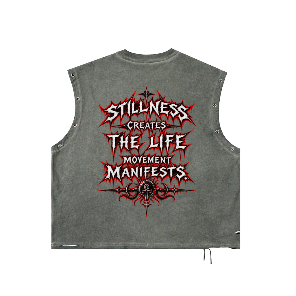 Stoic Distressed Grommet Eyelet Tank Top