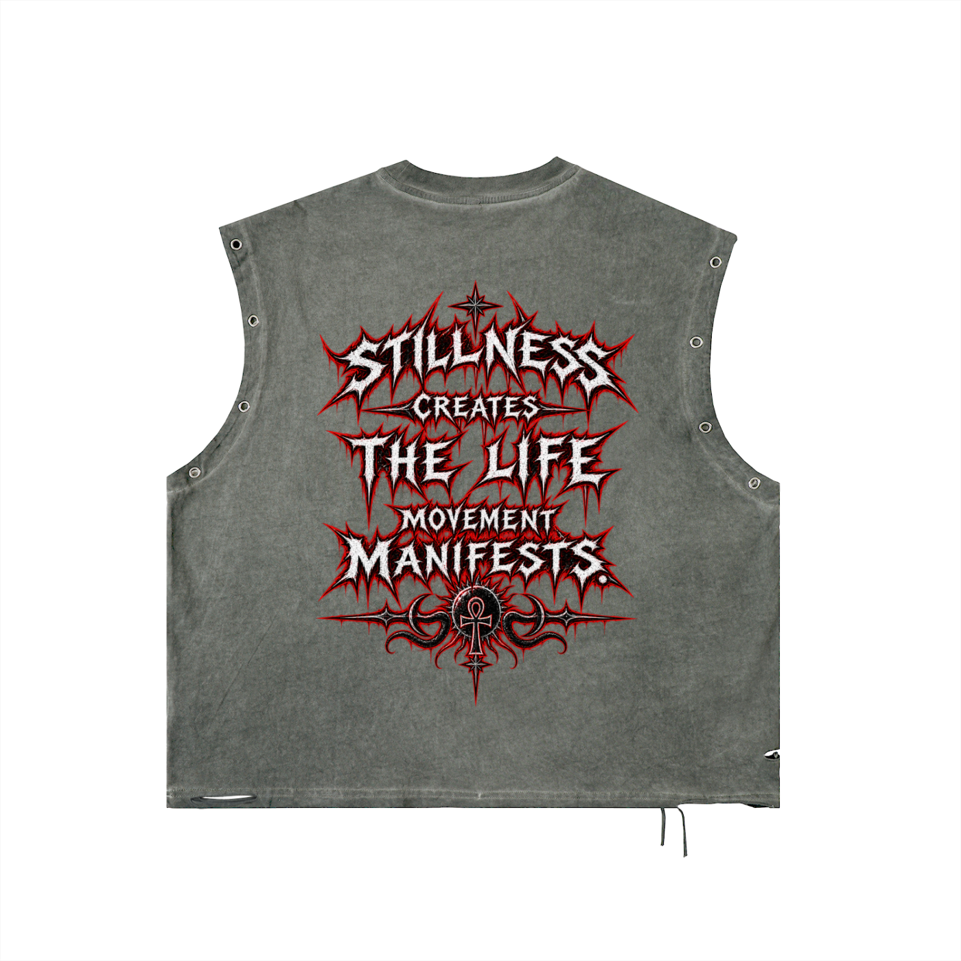 Stoic Distressed Grommet Eyelet Tank Top
