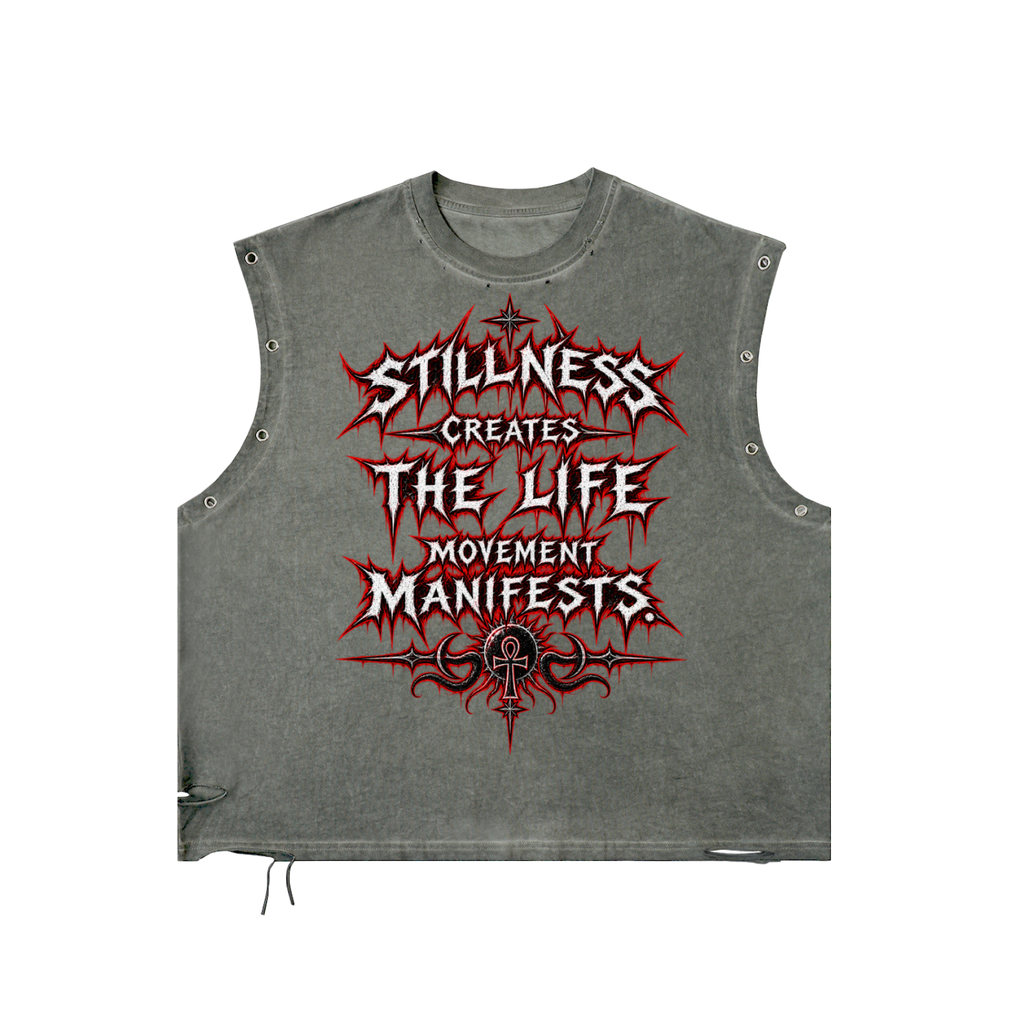 Stoic Distressed Grommet Eyelet Tank Top