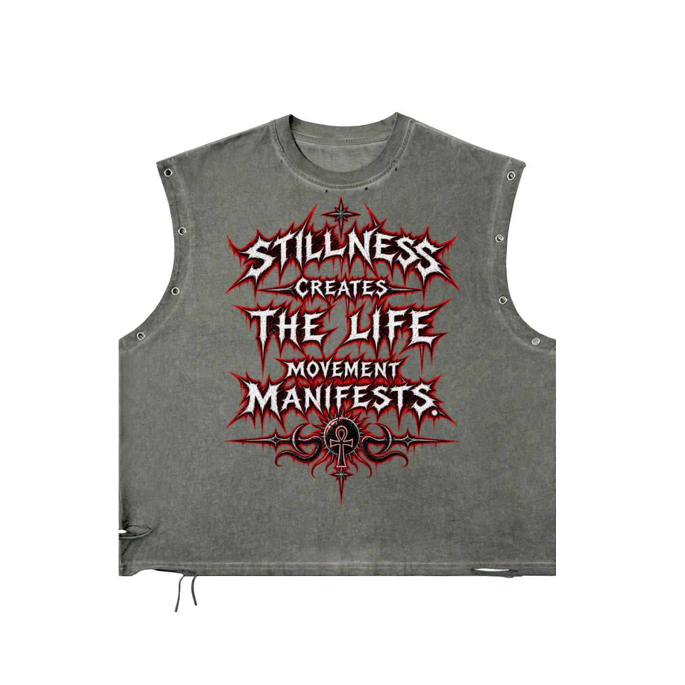 Stoic Distressed Grommet Eyelet Tank Top