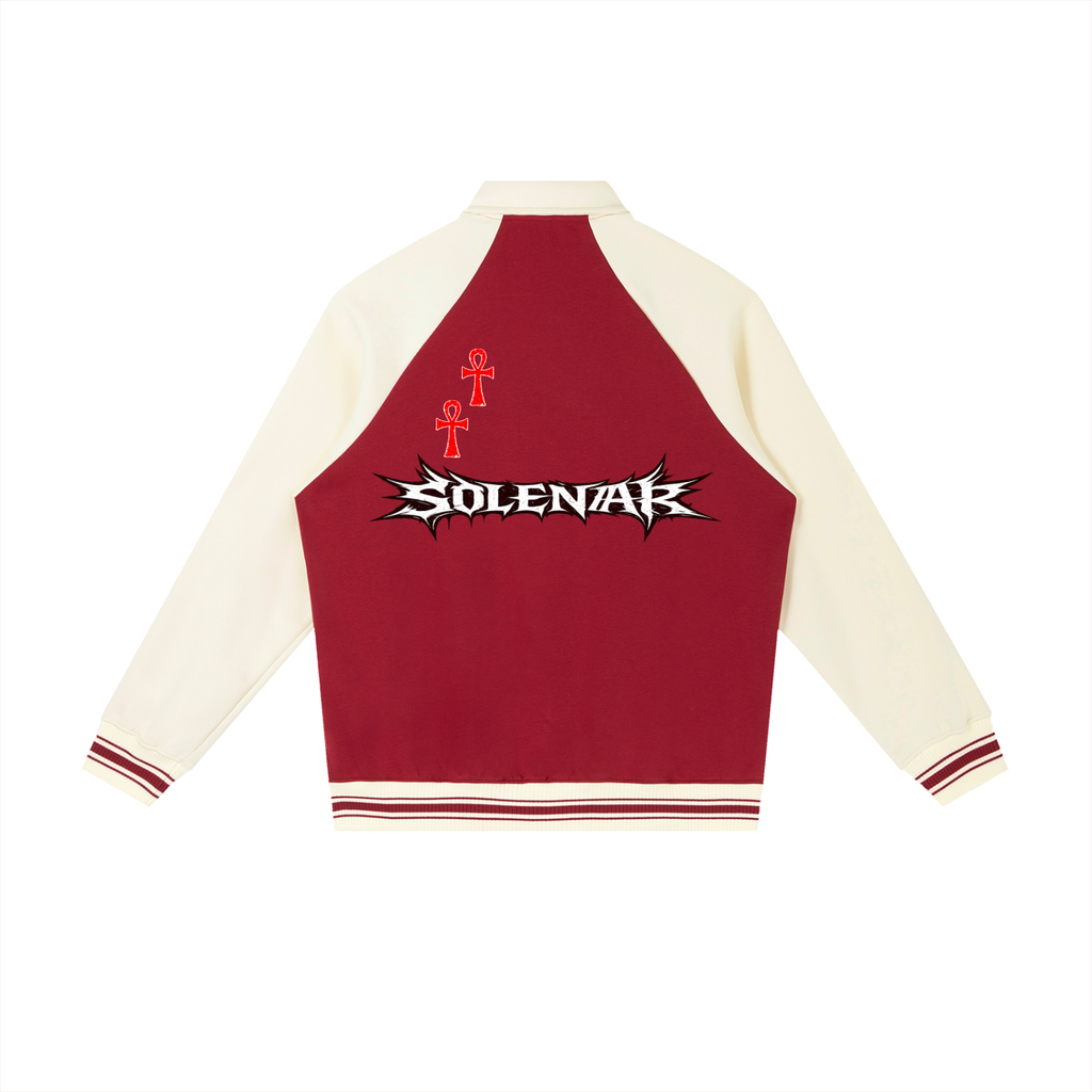 Contrast Raglan Sleeve Baseball Jacket