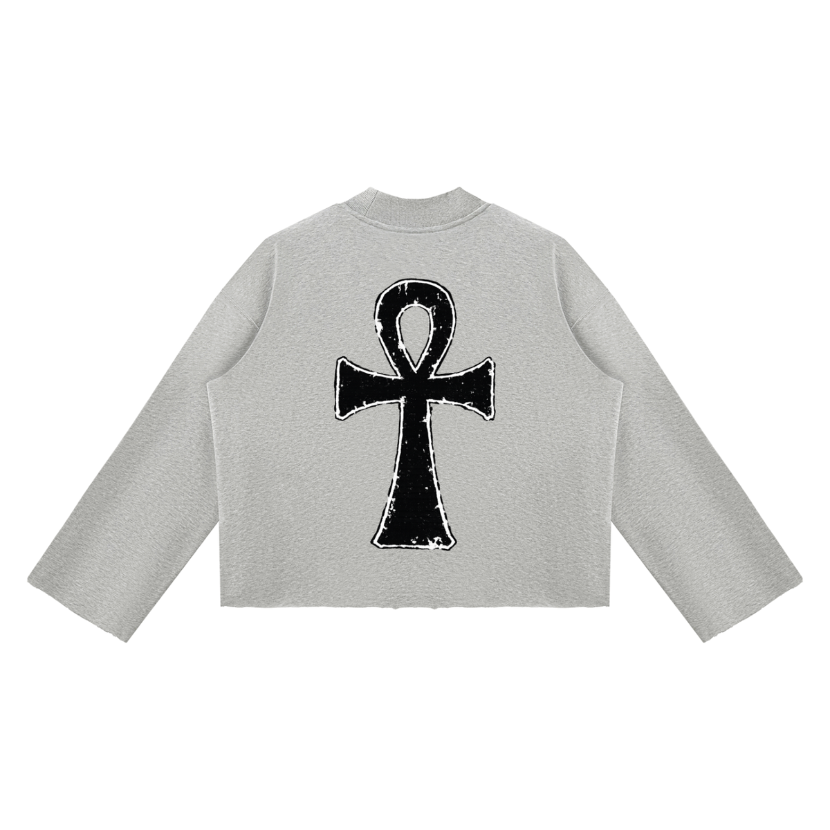 EYE Ankh Unisex Mock Neck Raw Edge Boxy Sweatshirt