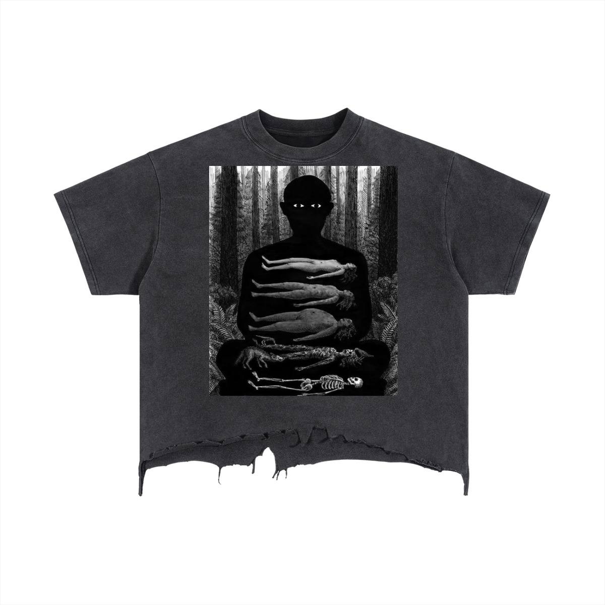 Vintage Wash Boxy Distressed Hem T-Shirt