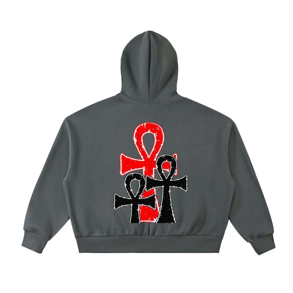 Fleeced Full-Zip Boxy Hoodie