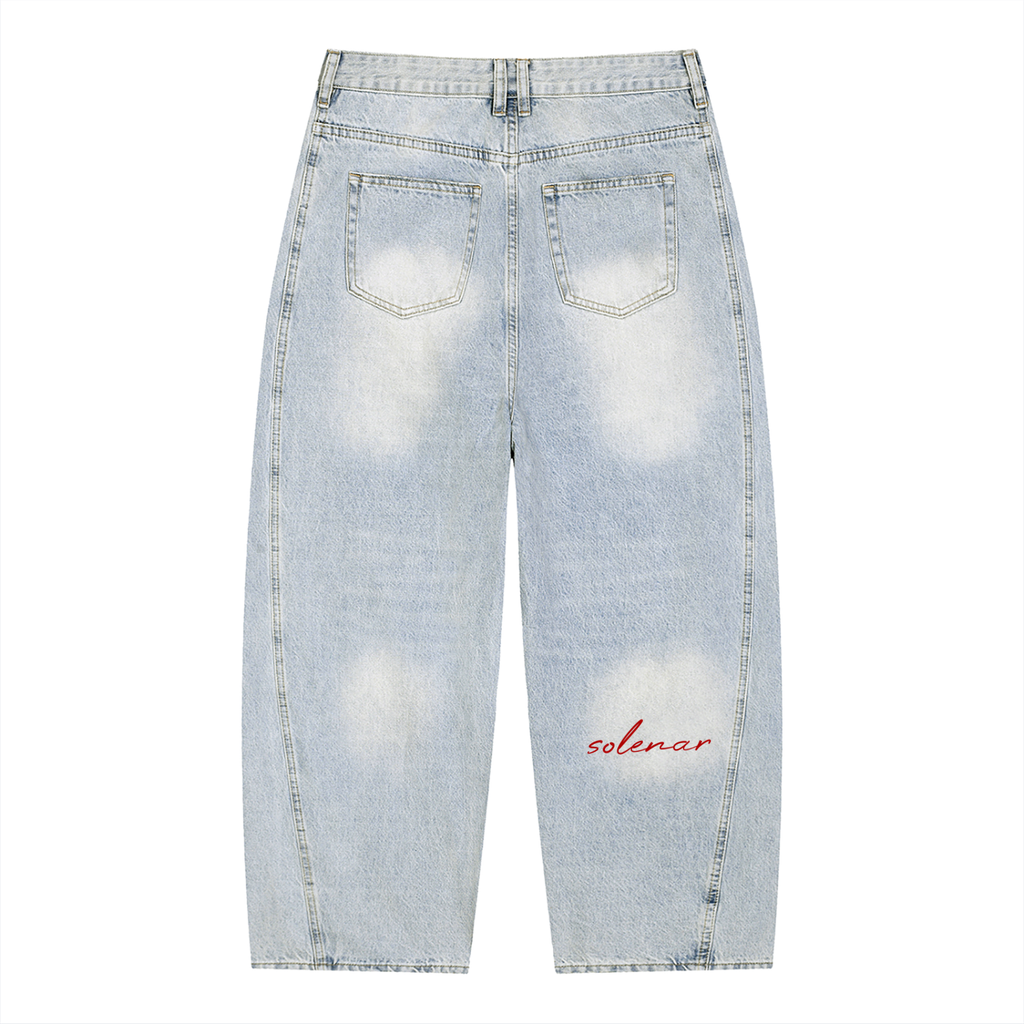 Men's Vintage Wash Sunfade Barrel Leg Jeans
