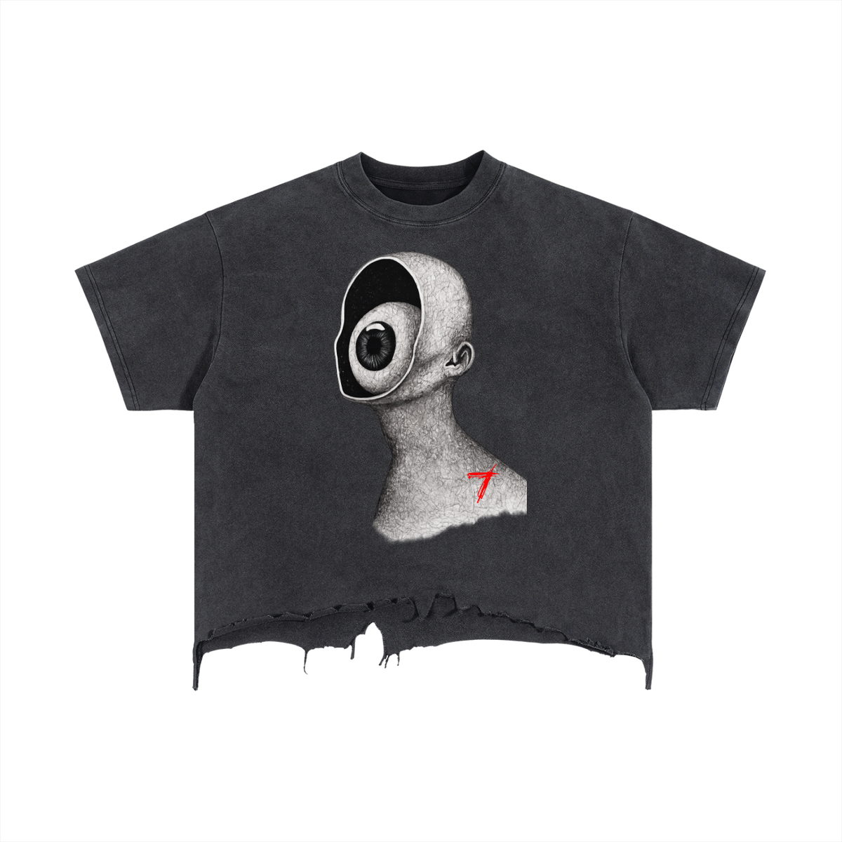 Vintage Wash Boxy Distressed Hem T-Shirt