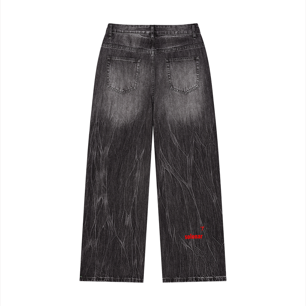 Ankh Men’s Vintage Wash Wide Leg Jeans