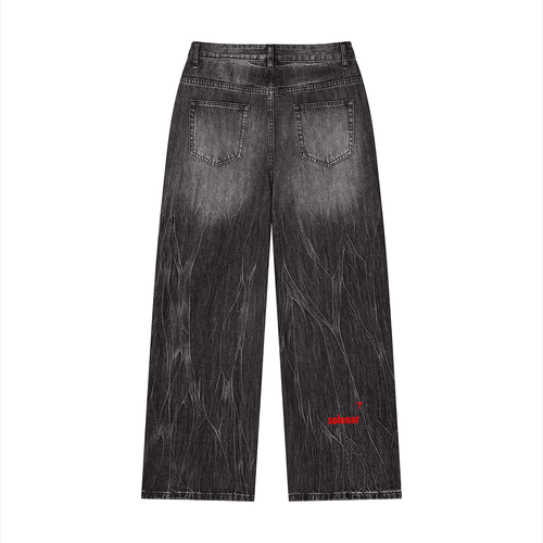Ankh Men’s Vintage Wash Wide Leg Jeans