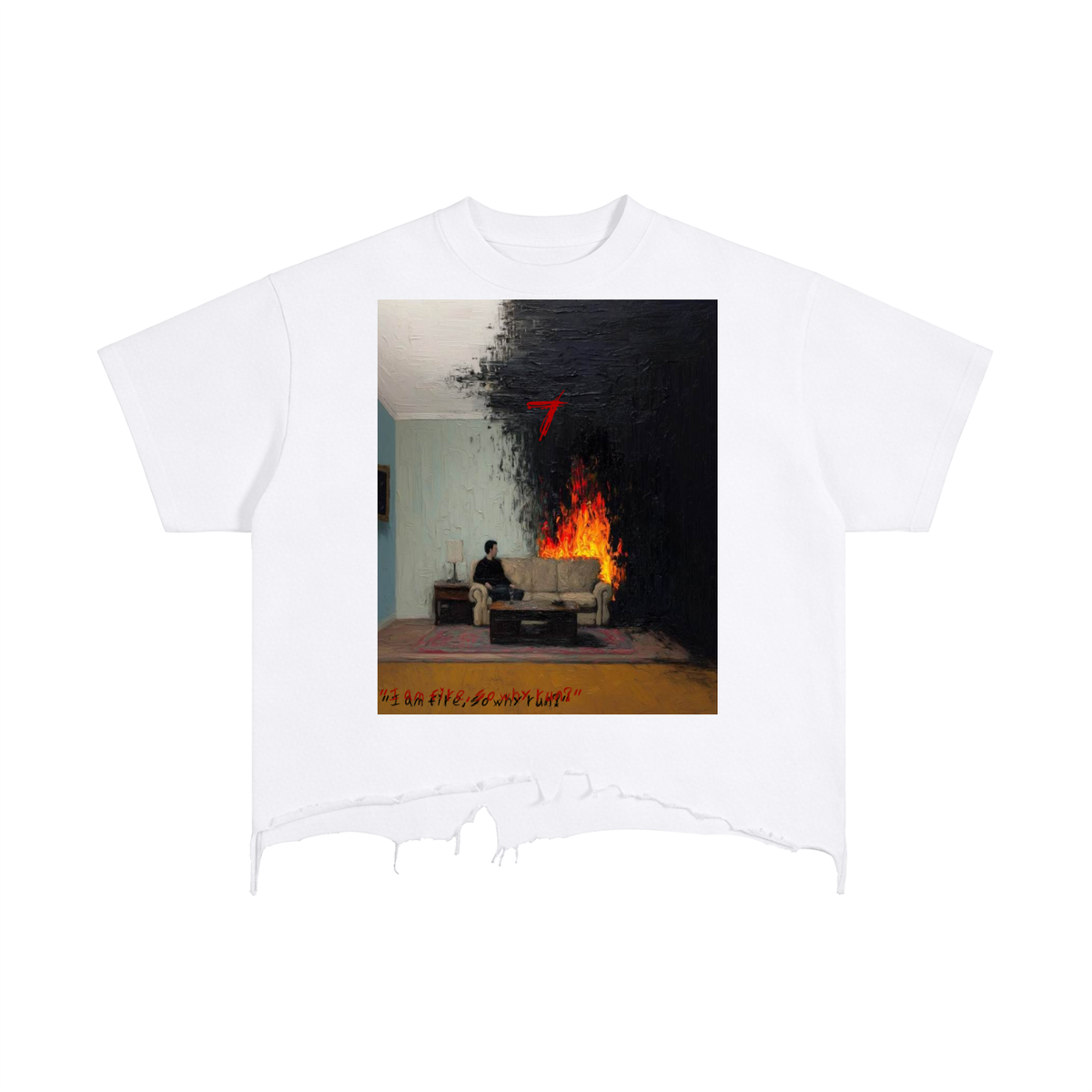 I AM Fire Distressed Hem T-Shirt