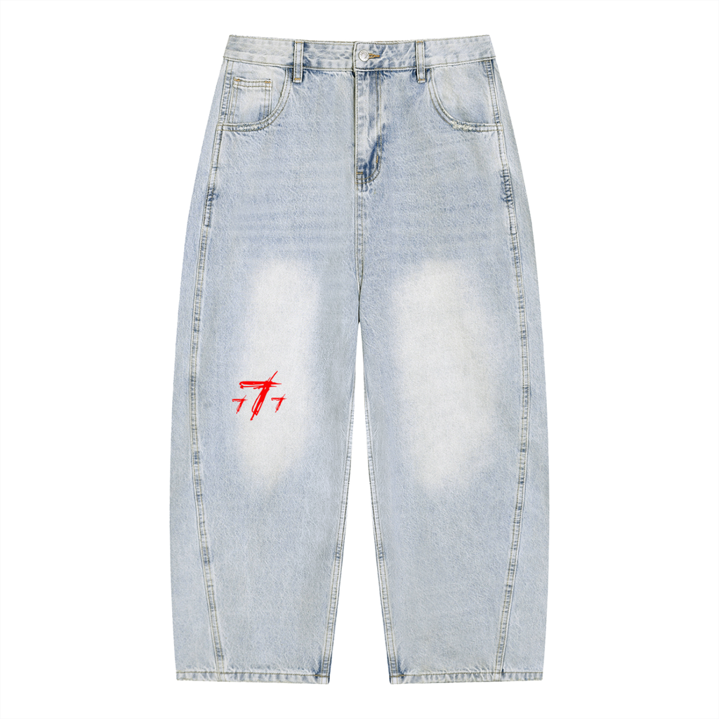 Men's Vintage Wash Sunfade Barrel Leg Jeans