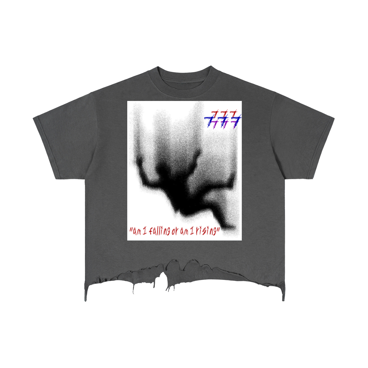 Falling Distressed Hem T-Shirt