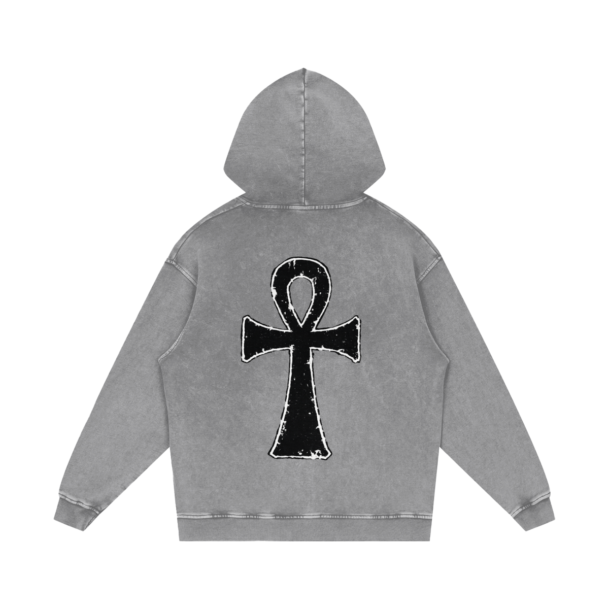 EYE Ankh Snow Washed Loose Cotton Hoodie