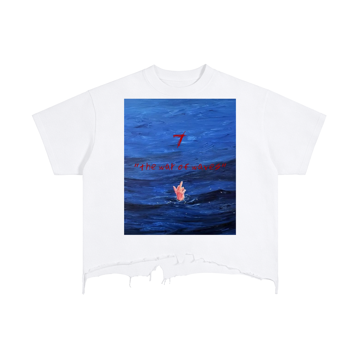 War With Waves Distressed Hem T-Shirt