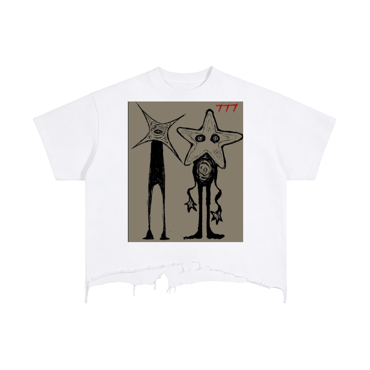 Melted Star Distressed Hem T-Shirt