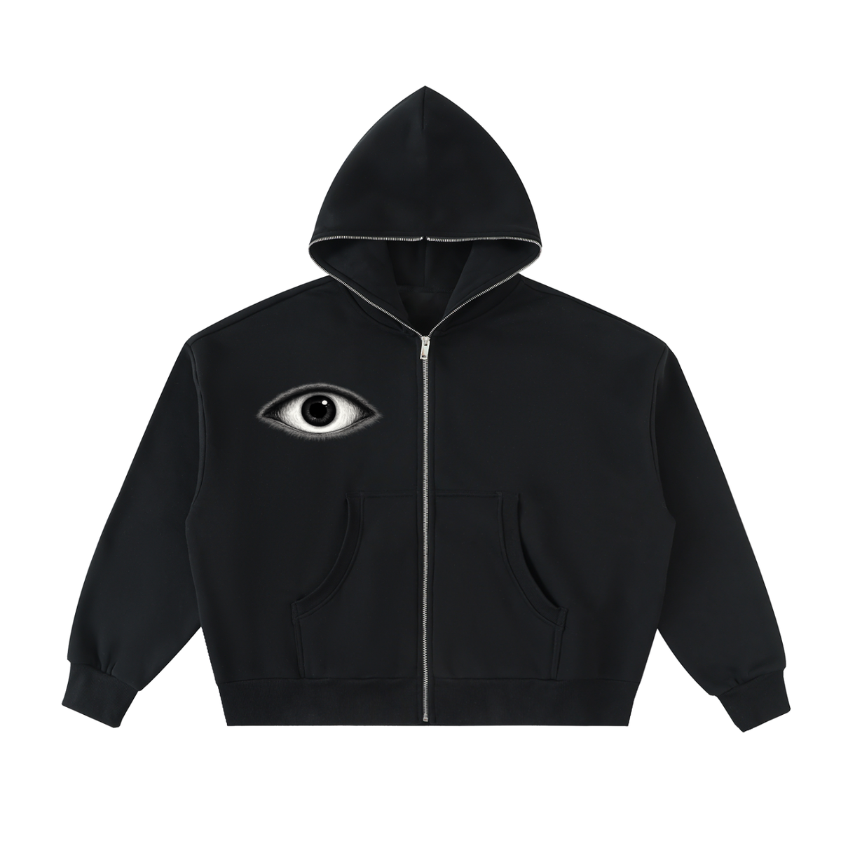 EYE Fleeced Full-Zip Boxy Hoodie