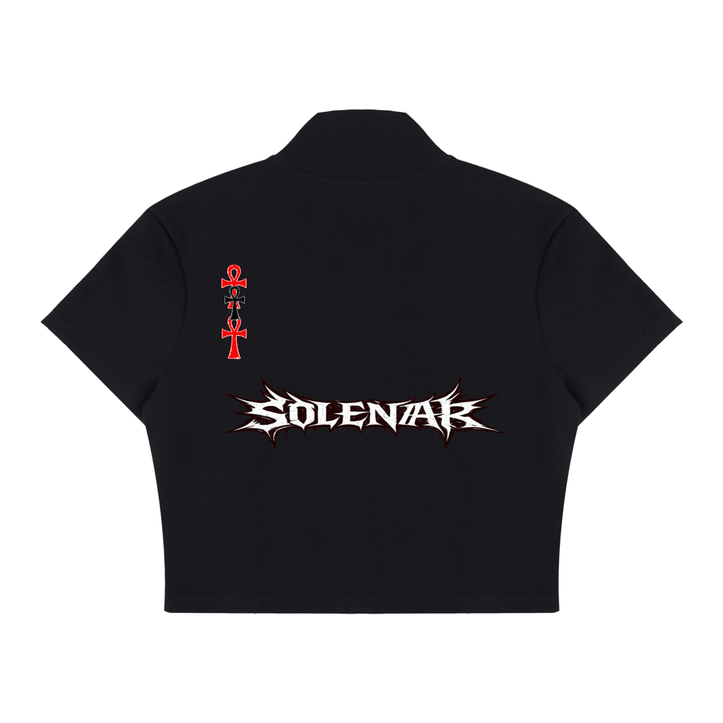 Women's Cropped Full Zip Short Sleeve T-Shirt
