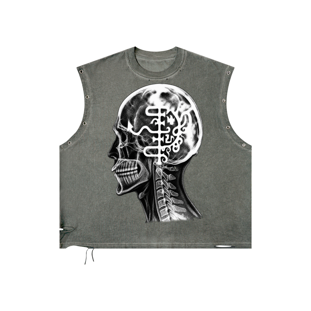 Distressed Grommet Eyelet Tank Top