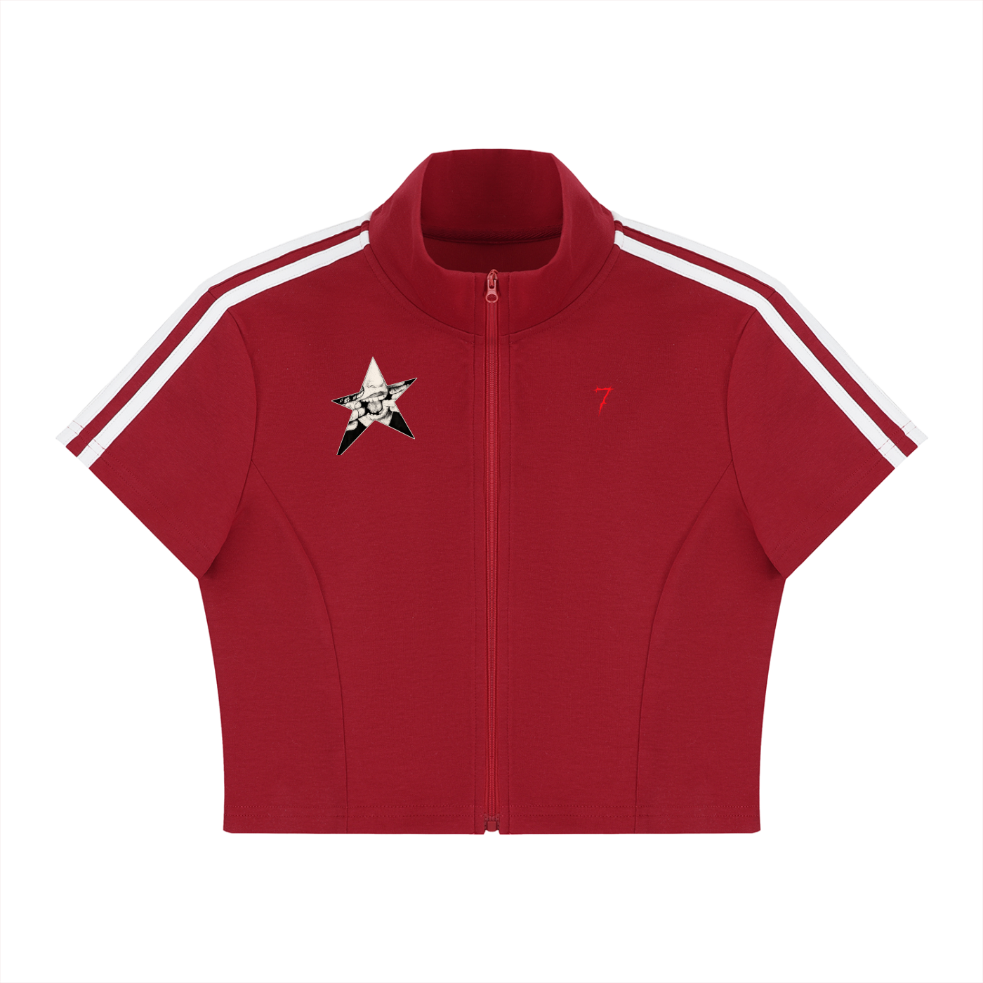 Women's Cropped Full Zip Short Sleeve T-Shirt