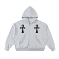 Ankh Fleeced Full-Zip Boxy Hoodie