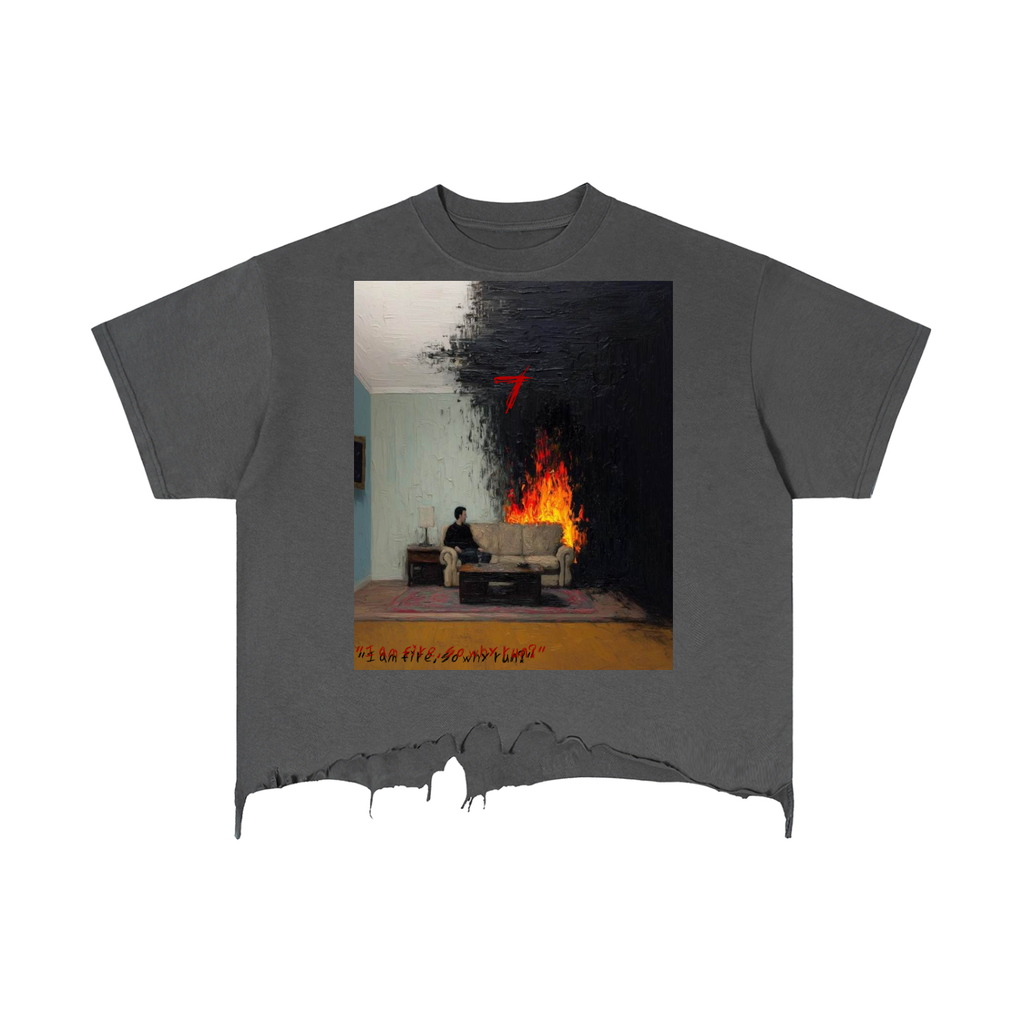 I AM Fire Distressed Hem T-Shirt