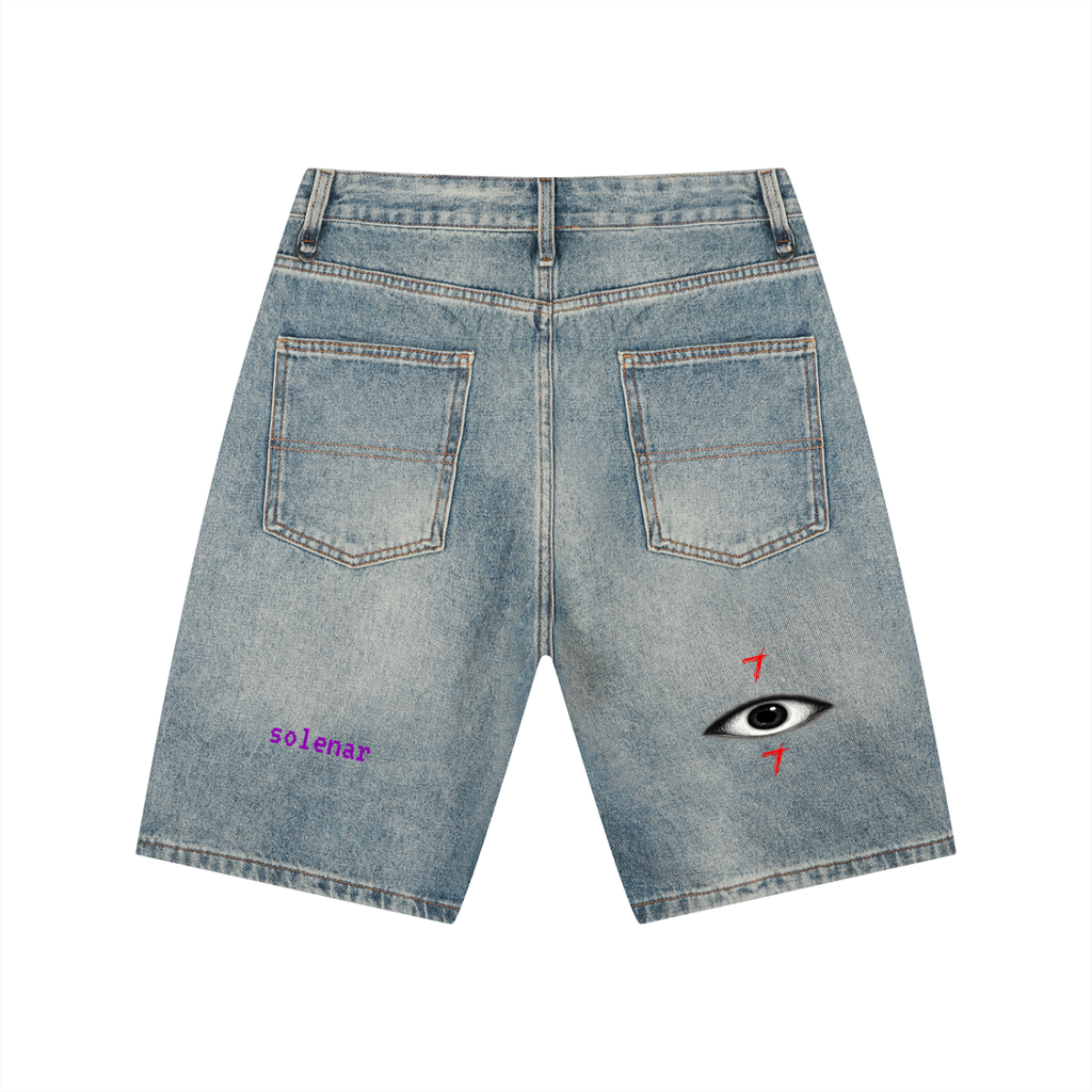 Ankh Men's Vintage Wash Denim Shorts