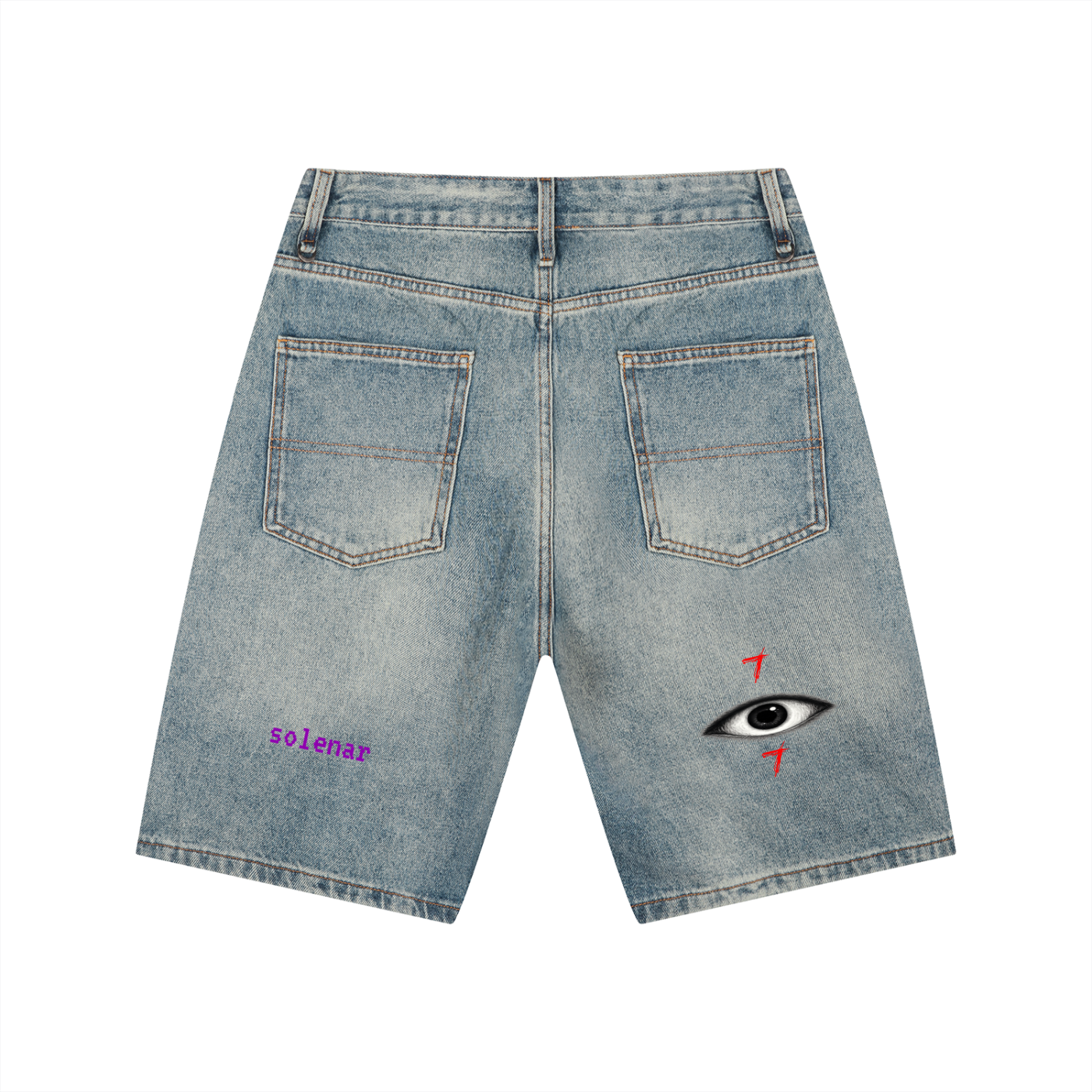 Ankh Men's Vintage Wash Denim Shorts