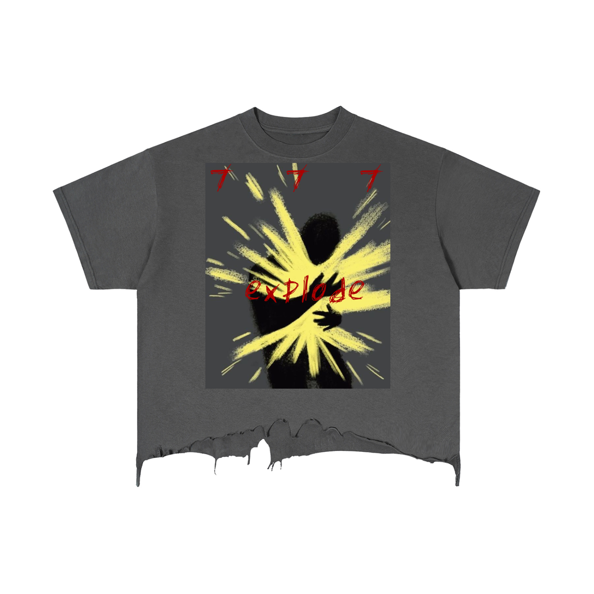 Explode Distressed Hem T-Shirt