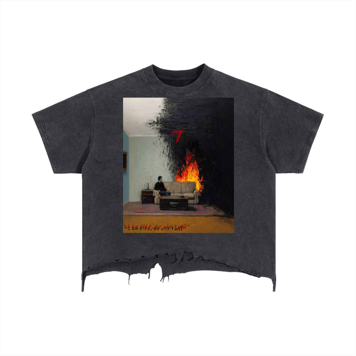 I AM Fire Distressed Hem T-Shirt
