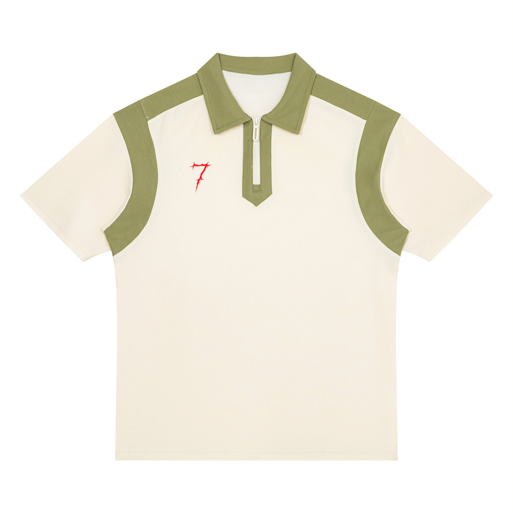 Unisex Color Block Quarter Zip Polo Shirt