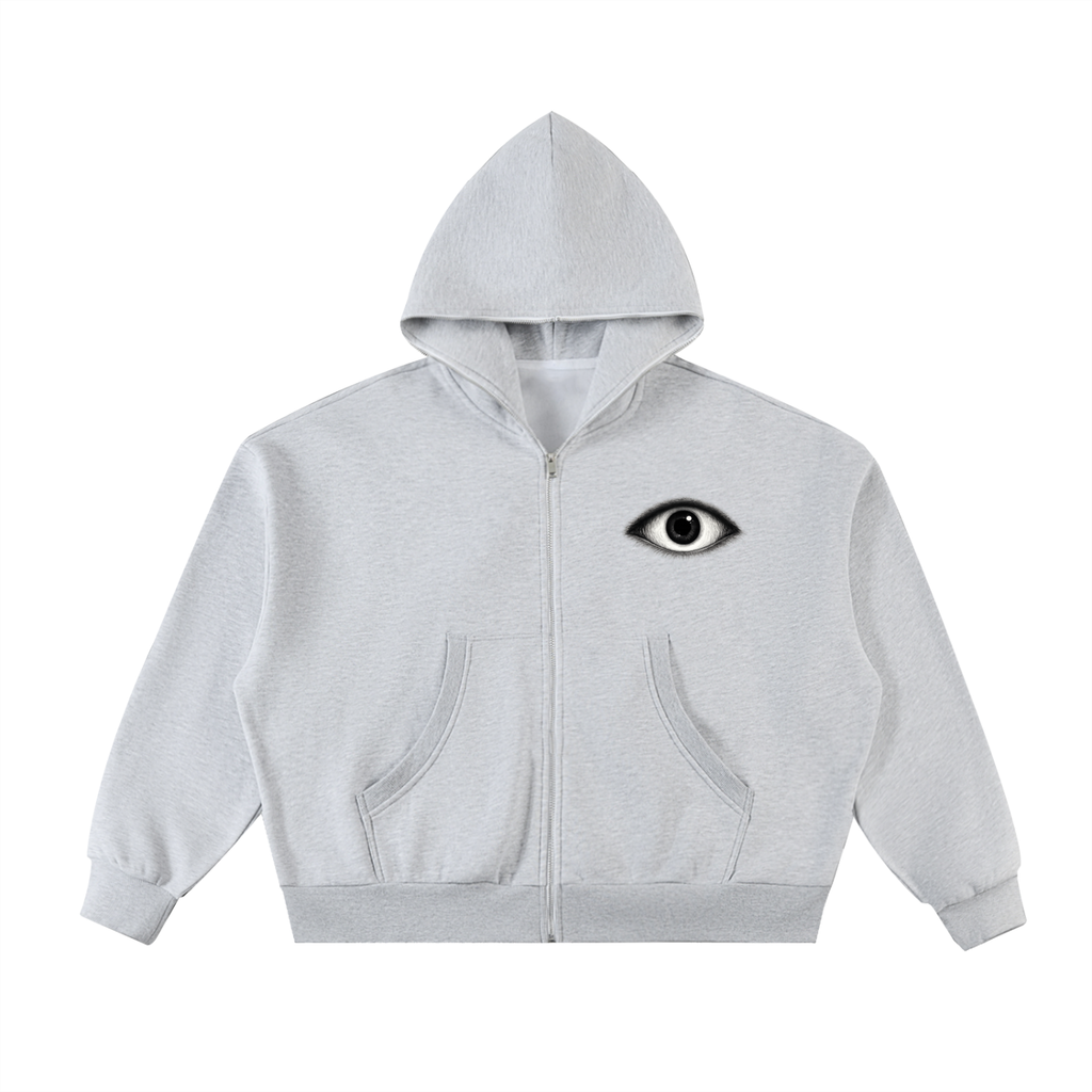 EYE Fleeced Full-Zip Boxy Hoodie