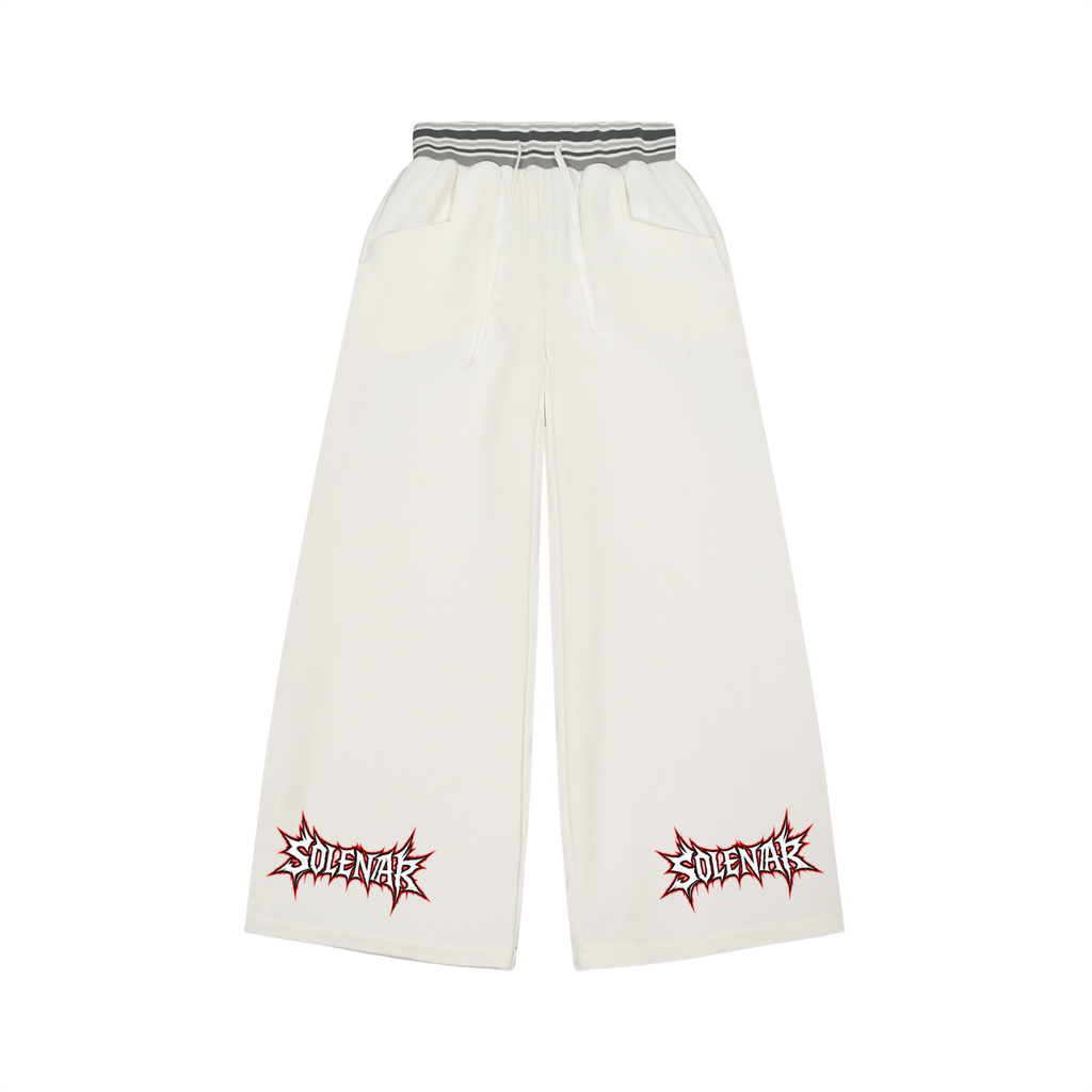 Solenar Striped Waist Wide Leg Pants