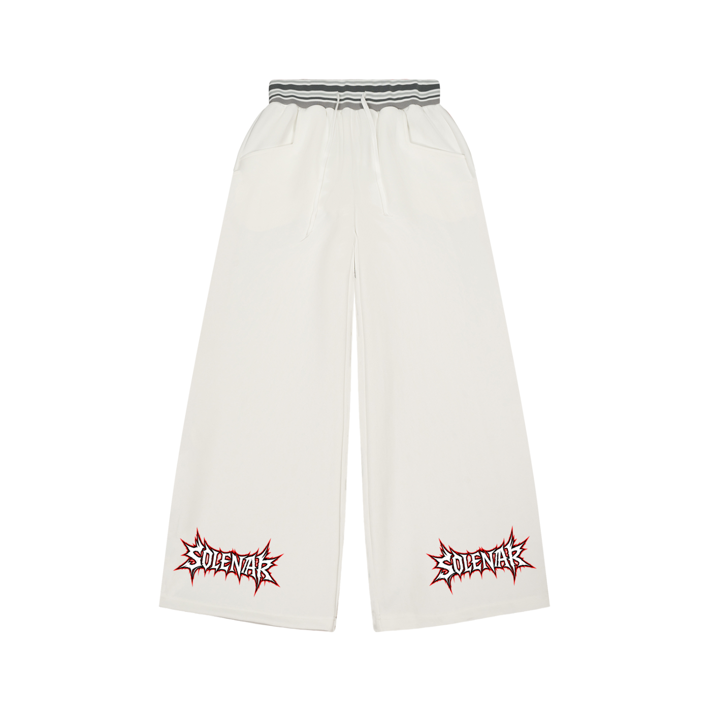 Solenar Striped Waist Wide Leg Pants