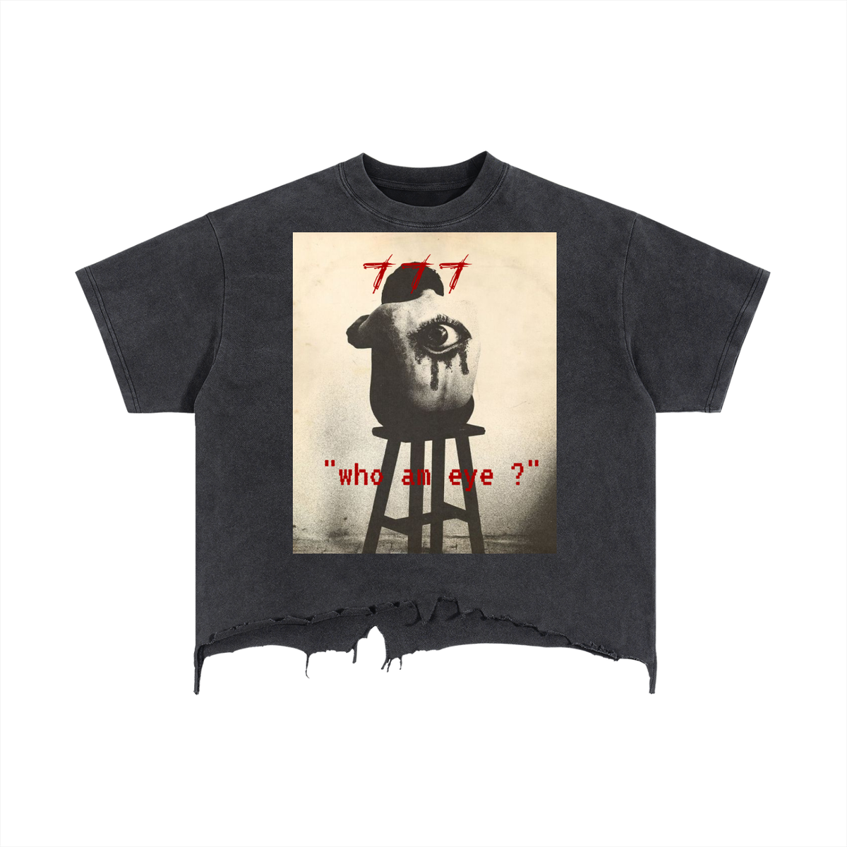 who am eye Distressed Hem T-Shirt