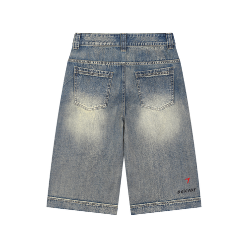 Ankh Vintage Wash Baggy Denim Shorts