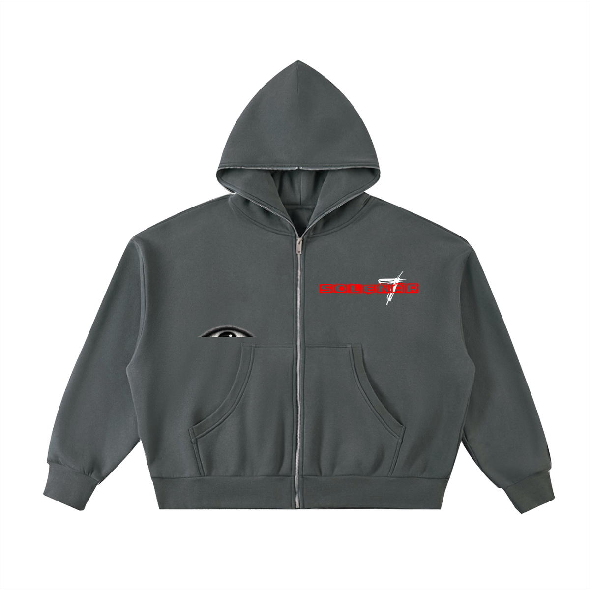 Fleeced Full-Zip Boxy Hoodie