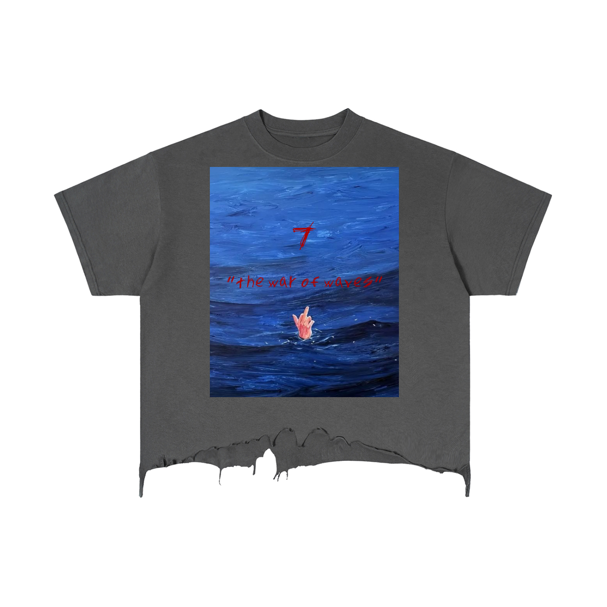 War With Waves Distressed Hem T-Shirt